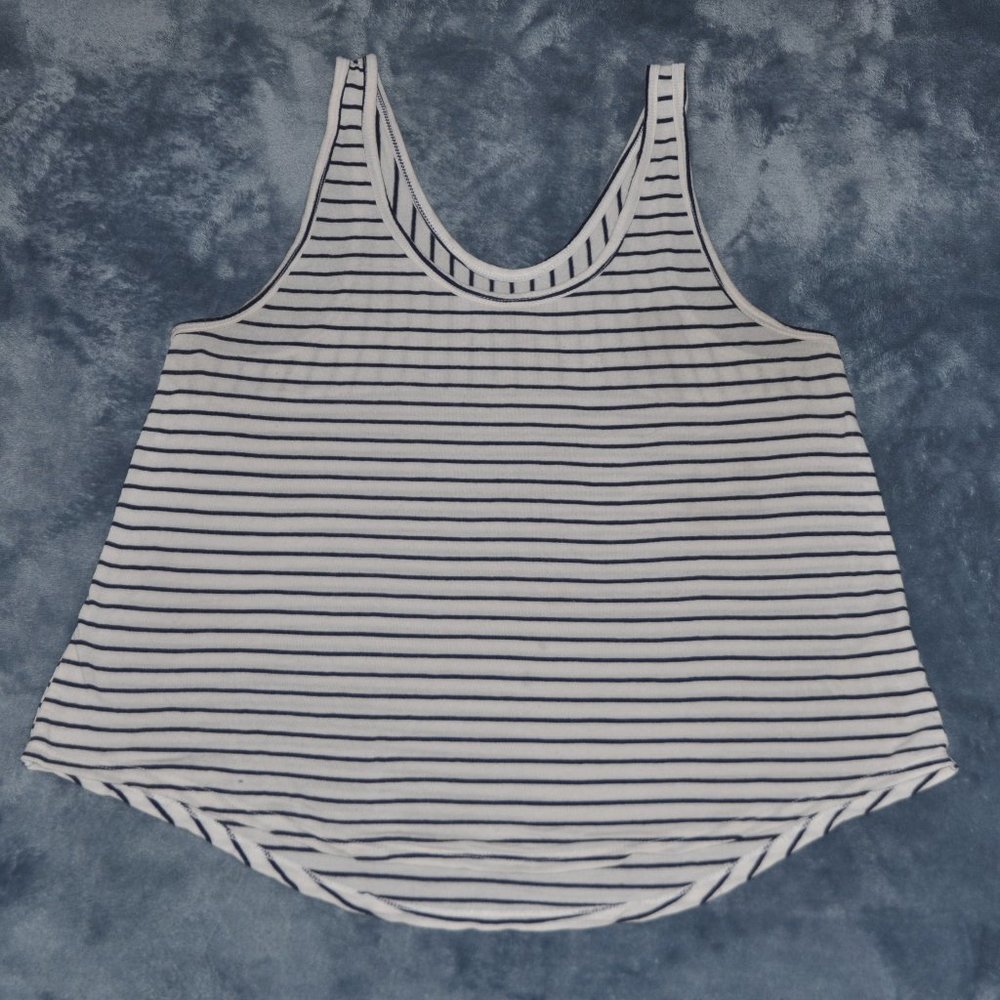 Navy Blue and White Striped Tank Top
